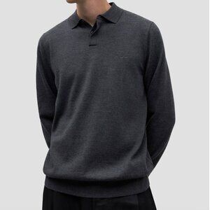 Adolfo Domínguez Merino Wool Polo • Size S • EU Luxury Knit • Gray EUC
